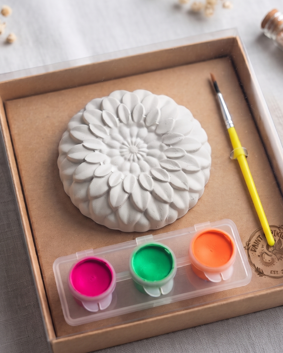 DIY Floral Plaster Paint Kit | Hand-Poured Flower Figurine Craft Set