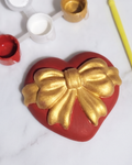 DIY Plaster Heart Paint Kit | Handmade Gift Craft Set with Red, White & Gold Paint