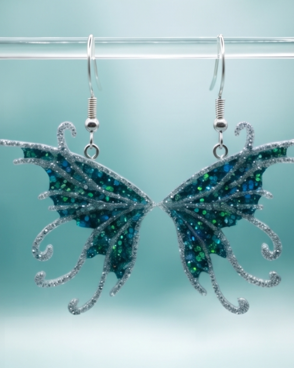 Enchanted Teal & Silver Fairy Wing