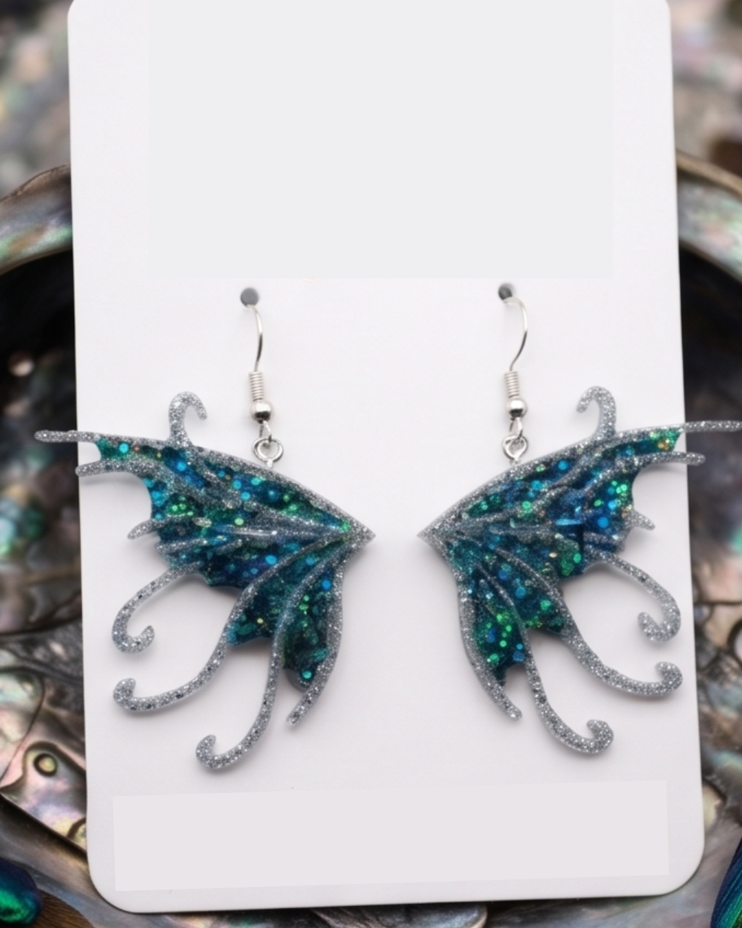 Enchanted Teal & Silver Fairy Wing