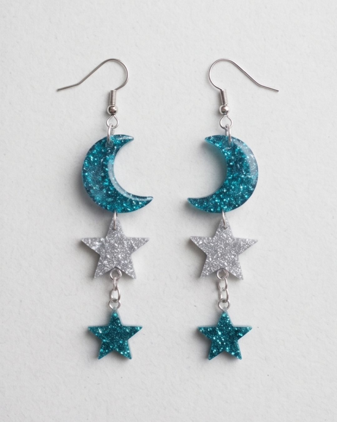 Celestial Sparkle Moon & Star Dangle Earrings