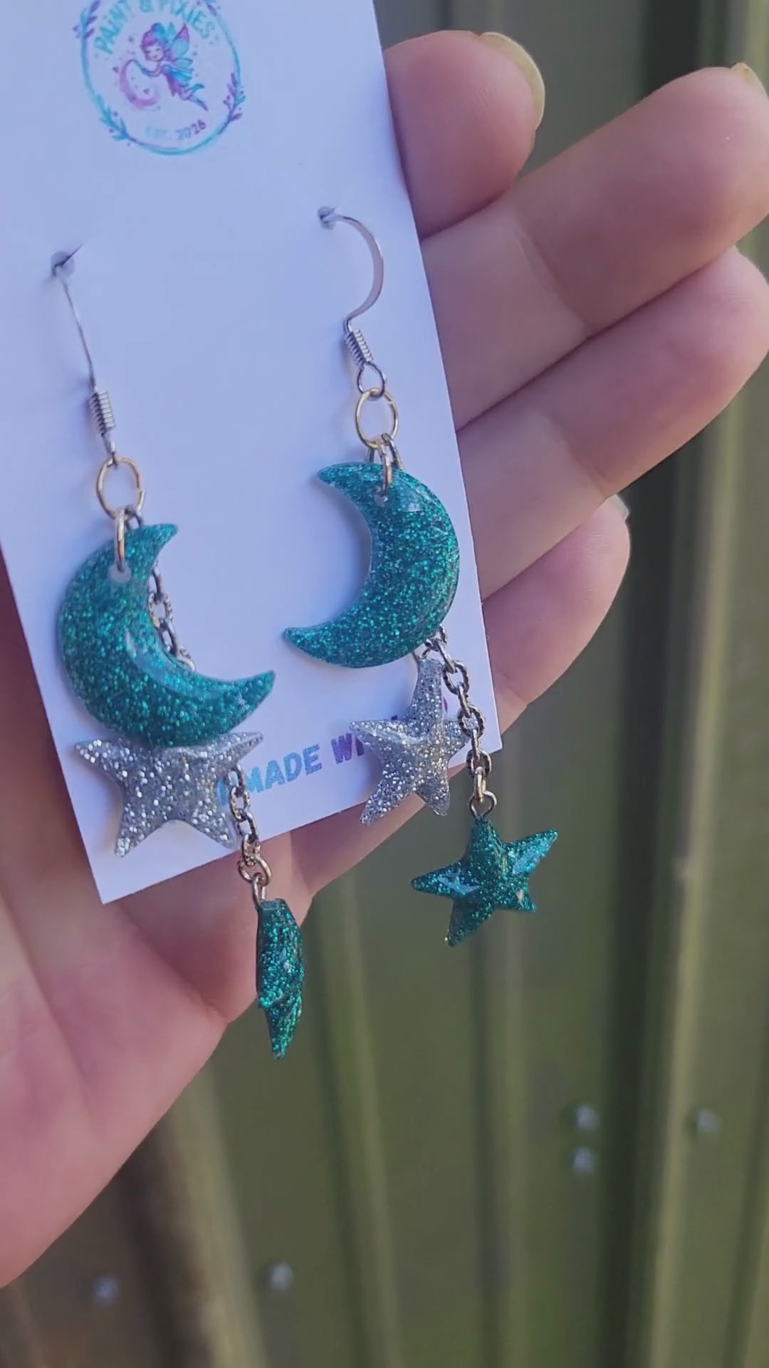 Celestial Sparkle Moon & Star Dangle Earrings